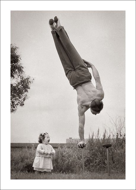 Dad Showing Off; Steve Given Matching Pictures, Vintage Circus, Foto Art, Fig Tree, Handstand, Vintage Pictures, Vintage Photographs, Melbourne Australia, Vintage Photography