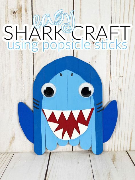 Discover the thrill of crafting with this easy shark craft using popsicle sticks! Dive into creativity with these simple step-by-step instructions. Shark Week Crafts, Craft Stick Projects, Dollartree Diy, Shark Craft, Scout Crafts, Sharks For Kids, Free Printable Crafts, Blue Crafts, Scouts Crafts