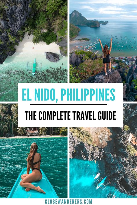 El Nido Philippines Travel Guide. Most popular boat tours, best things to do, taraw peak cliff climb and white sand beaches. This guide shares all the best things to do in El Nido, Places to stay in El Nido and best places to eat in El Nido! Things To Do In Palawan Philippines, Places To Visit In The Philippines, Phillipines Travel, El Nido Palawan Philippines, Philippines Palawan, Philippines Vacation, Backpacking Routes, Travel Philippines, Philippines Travel Guide