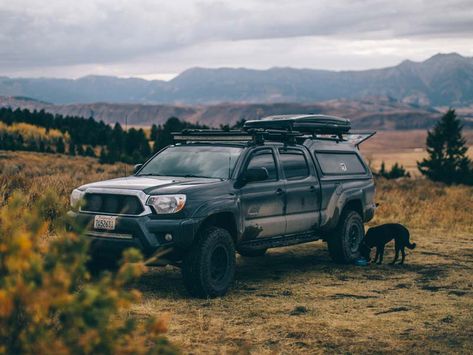 Toyota Tacoma Camper Shell, Tacoma Camper Shell, Tacoma Camper, Hunting Truck, Truck Organization, Truck Bed Camping, Tacoma Truck, Truck Storage, Truck Caps