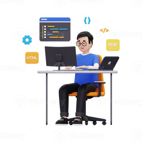 Web Development Illustration, Coding Cartoon, Evil Ceo, Isometric Animation, Project Illustration, 3d Isometric, Frontend Developer, Full Stack Developer, Character Pictures