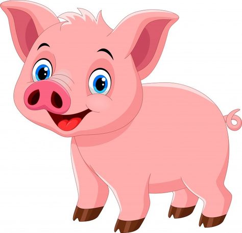 Cute pig cartoon | Premium Vector #Freepik #vector #hand #character #cartoon #animals Cute Pig Cartoon, Romantic Animals, Baby Animal Names, Pig Images, Pig Pictures, Pig Drawing, Happy Pig, Pig Character