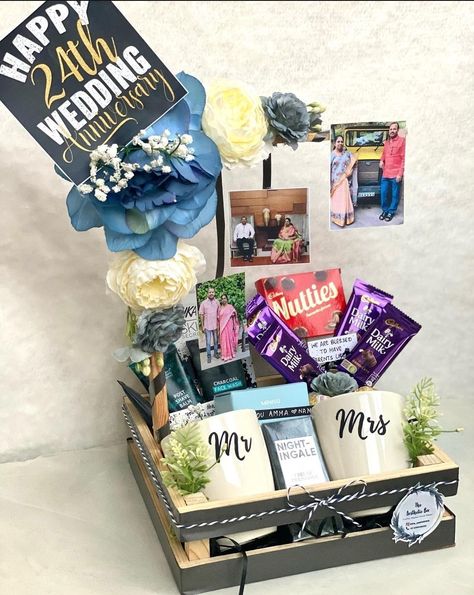 25 Anniversary Hamper Ideas, 25th Anniversary Hamper Ideas, Anniversary Hamper Ideas, 25th Anniversary Gift Ideas, Anniversary Hamper, Pedicure Tutorial, Gifts Hamper, Hampers Ideas, Handmade Anniversary Gifts