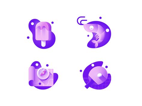 Dribbble Illustration - Summer gradient icons by Anton Barbarov Funky Icons, Dribbble Illustration, Gradient Icons, Summer Gradient, Gradient Icon, Summer View, Plant Icon, Icon Design Inspiration, Flat Design Icons