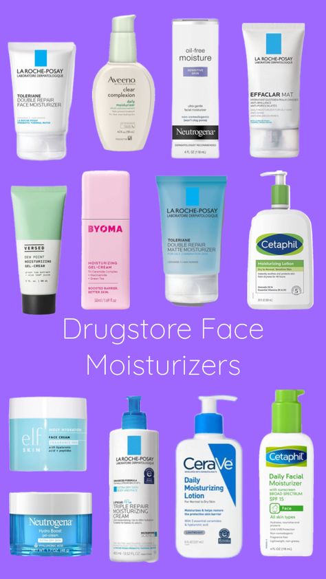 Face creams, gels, and lotions to hydrate oily skin, dry skin, and combination skin. More affordable skincare at the drugstore Best Moisturizer For Face, Drugstore Moisturizer, Moisturizer For Combination Skin, Moisturizer For Face, Affordable Skincare, Oil Based Cleanser, Face Creams, Affordable Skin Care, Face Lotion