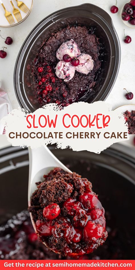 This slow cooker chocolate cherry dump cake is an easy dessert that brings together the classic combination of chocolate and cherries with minimal effort. Perfect for those days when you don’t want to turn on the oven, this warm, cakey treat is sure to satisfy your sweet tooth. Easy Crockpot Cake Recipes, Dessert Slow Cooker Recipes, Slow Cooker Pudding Cake, Crockpot Cherry Dump Cake Recipes, Cherry Dump Cake Crock Pot, Crockpot Cakes Dump, Crock Pot Cake Recipes, Canned Cherry Pie Filling Recipes Easy, Crock Pot Desserts Easy