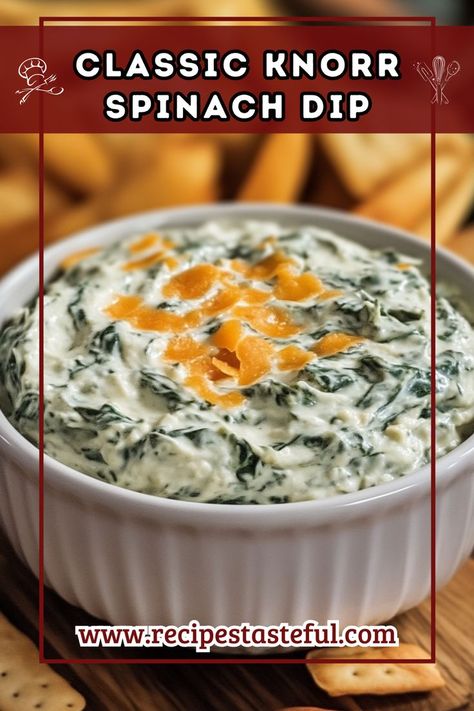 Elevate your party snacks with this deliciously creamy and chunky Knorr Spinach Dip. It's perfect for serving with crackers, fresh veggies, or even as a spread for sandwiches. A crowd-pleaser that's easy to prepare! Spinach Dip Recipe Easy, Knorr Spinach Dip, Knorr Recipes, Cracker Dip, Entertaining Appetizers, Spinach Dip Recipe, Dip Recipes Easy, Creamed Spinach, Spinach Dip