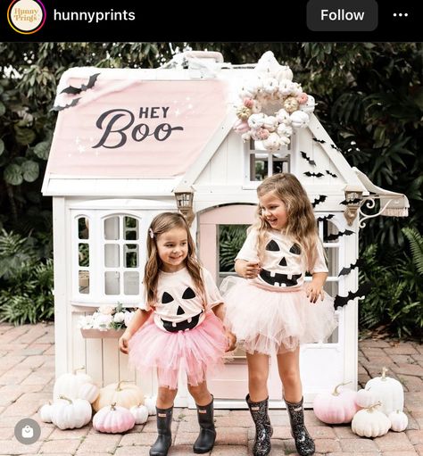 Halloween Playhouse, Beige Halloween, Playhouse Makeover, Boo Bash, Girly Halloween, Spooky Babe, Happy Haunting, Mom Things, Halloween Pink