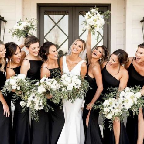 Black Bridesmaids Dresses, Danielle Harris, Black And White Wedding Theme, Carmel Indiana, White Wedding Theme, Black Bridesmaids, Wedding Picture Poses, Indianapolis Wedding, Indiana Wedding