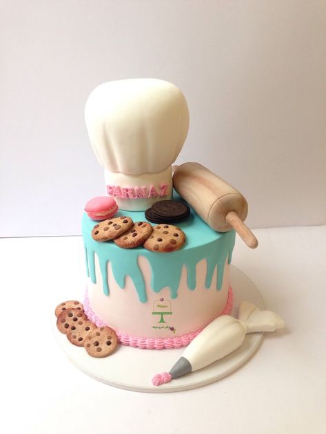 Whimsical Cakes, Chef Cake, Baking Theme, Roblox Cake, Gravity Defying Cake, Chef Party, Fondant Cake Designs, Birthday Baking, Baker Cake