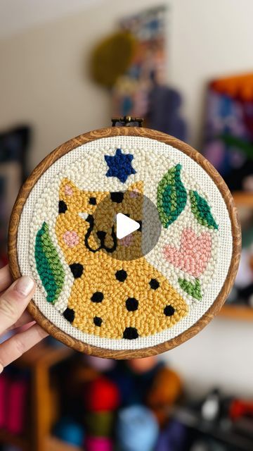 Adeline Wang on Instagram: "Mini cheetah 🐆 kits are coming soon. Anyone interested? 🫠

Option to upgrade to an Oxford punch needle 🤍

🎵 Linda’s cat - Sunny shiny morning

•
•
#byadelinewang #punchneedle #punchneedleartist #fiberartist #punchneedleart #punchneedlekit #cheetahart" Punch Needle Finishing Ideas, Punch Needle Finishing, Adeline Wang, Oxford Punch Needle, Punch Needle Kits, Needle Art, Punch Needle, Rug Hooking, Coming Soon