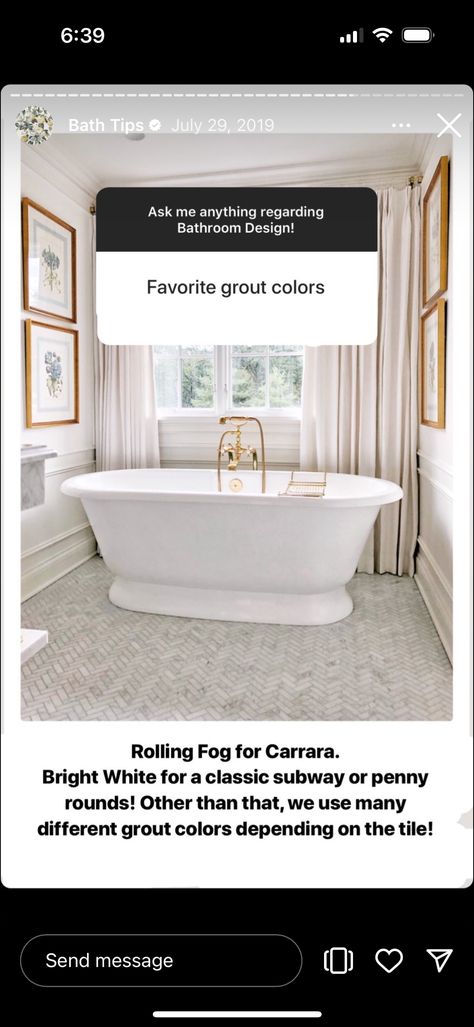 Standing Tub Bathroom, Free Standing Tub Bathroom, Tub Bathroom Remodel, Standing Tub, Tub Bathroom, Penny Round, Grout Color, Free Standing Tub, Master Bath