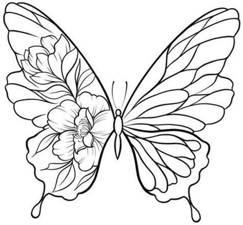 Tattoos Practice, Butterflies Coloring Pages, Butterfly Drawing Outline, Butterfly Sketch, Butterfly Outline, Small Butterfly Tattoo, Tattoo Outline Drawing, Tattoo Stencil Outline, Pola Sulam