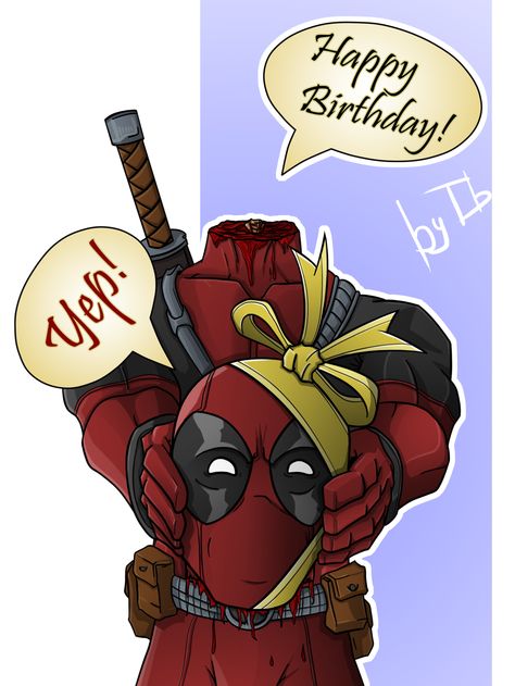 Happy Birthday from Deadpool Deadpool Happy Birthday, Happy Birthday Tattoo, Emoji Party Invitations, Deadpool Birthday, Girls Birthday Party Games, Birthday Theme Decoration, Happy Birthdays, Cute Happy Birthday, Emoji Birthday