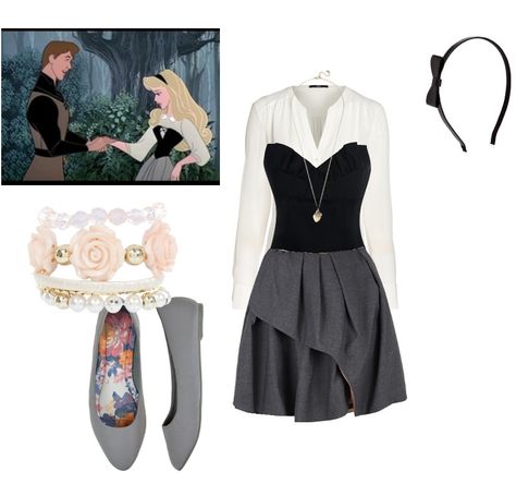 Sleeping beauty themed outfit Sleeping Beauty Outfit Casual, Aurora Themed Outfit, Aurora Outfits Sleeping Beauty, Disneybound Sleeping Beauty, Princess Aurora Inspired Outfits, Modern Aurora Outfit, Sleeping Beauty Aesthetic Outfit, Disney Themed Outfits For Women, Sleeping Beauty Inspired Outfits