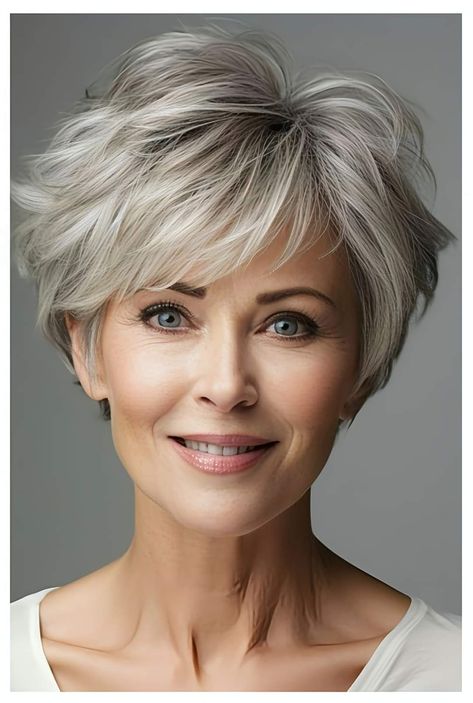 Old Lady Haircuts Short, Short Haircuts For White Hair, Short Silver Hair, Short Shag Hairstyles, Chin Length Hair, Short Sassy Hair, Messy Short Hair, Short Grey Hair, Edgy Short Hair