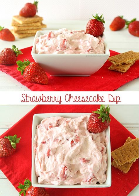 Strawberry Cheesecake Dip - Homemade In The Kitchen Strawberry Cheesecake Dip, Appetizers Easy Dips, Cake Dip, Party Snacks Easy, Cheesecake Dip, Sweet Dips, Finger Foods Easy, Party Snack, Dessert Dips