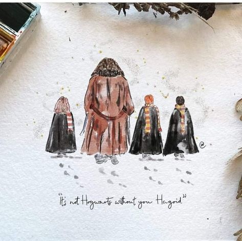 Harry Potter Aesthetic Painting, Harry Potter Watercolor, Harry Potter Sketch, Watercolour Sketchbook, Harry Potter Art Drawings, Harry Potter Painting, Robbie Coltrane, Harry Potter Illustrations, Buku Harry Potter