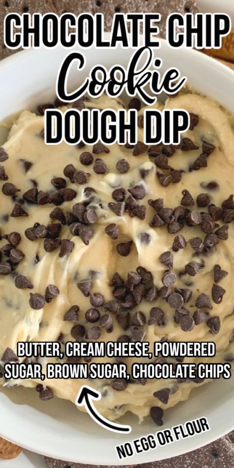 A delicious cookie dough dip with the flavor you love of raw chocolate chip cookie dough without the raw egg! This cookie dough dip tastes like chocolate chip cookies, but is egg and flour-free making it totally safe for every member of your family! Cookie Dough Without Flour, Bailey Recipes, Chocolate Chip Cookie Dough Dip, Cookie Dough Dip Recipe, Chocolate Chip Dip, Black Color Hairstyles, Easy Peach Cobbler Recipe, Cookie Dough Dip, Color Hairstyles