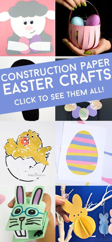 These construction paper Easter crafts are a fun way to celebrate Easter this year. They make great classroom, Sunday school, or kitchen table crafts. Easter Bunny Paper Craft, Easter Rabbit Crafts, Easter Paper Crafts, Easter Sunday School, Paper Bunny, Rabbit Crafts, Construction Paper Crafts, Easy Easter Crafts, Easter Bunny Crafts