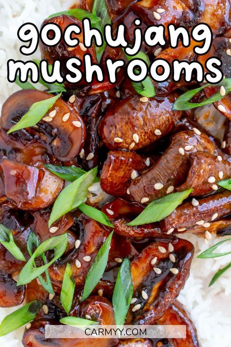 Shitake Mushroom Recipes Japanese, Kimchi Mushroom, Bulgogi Mushrooms, Mushroom Dinner Recipes Vegetarian, Mushrooms And Broccoli, Gochujang Mushrooms, Asian Marinated Mushrooms, Asian Portabella Mushroom Recipes, Mushroom Recipes Side Dishes