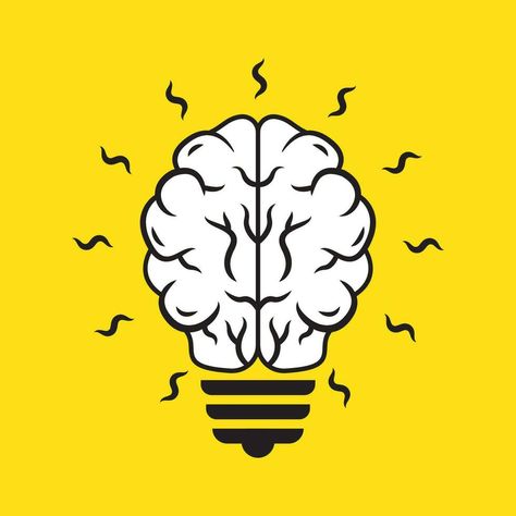 idea light bulb creative thinking concept  yellow brain icon design illustration vector Brain Logo Design Creative, Mobile Code, Brain Icon, Brain Illustration, Brain Logo, Cityscape Photos, Logo Banners, Heart With Arrow, Marketing Design