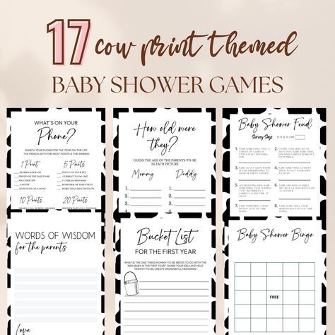 Cow Print Baby Shower Ideas Boy, Cow Baby Shower Games, Baby Shower Cow Theme, Cow Theme Baby Shower Ideas, Cow Print Baby Shower Ideas, Cow Themed Baby Shower Ideas, Key Emoji, Cow Baby Shower Theme, Cow Baby Shower Invitations