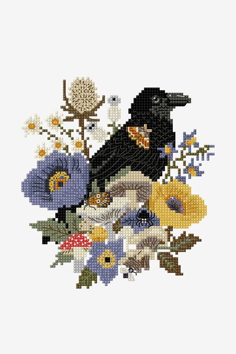 Dmc Cross Stitch, Easy Cross Stitch Patterns, Cross Stitch Bird, Cross Stitch Patterns Flowers, Diy Cross Stitch, Simple Cross Stitch, Cross Stitch Patterns Free, Free Cross Stitch, Modern Cross Stitch