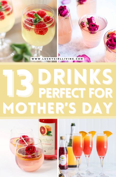 Mother’s Day and brunch go hand in hand, and we will be the first to say that the best brunch is a boozy brunch. From cocktails to sangria to mimosas, we’ve found 13 fun and delicious (and easy) Mother’s Day drinks to make this year’s brunch the best one yet! Mother's Day Cocktails Drink Recipes, Mothers Day Mimosa Bar, Mother’s Day Cocktail Party, Mother’s Day Brunch Drink Ideas, Fun Mother’s Day Drinks, Easy Mother’s Day Cocktails, Mothers Day Mimosas, Mother’s Day Batch Cocktail, Mother’s Day Mixed Drinks