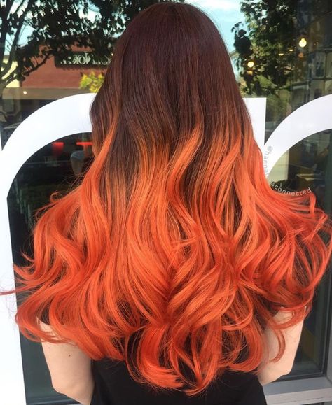 Orange hair by @Hannahdisconnected #ColoredHair Witchy Hair, Red Orange Hair, Multi Colored Hair, Hollywood Hair, Daily Hairstyles, Beautiful Hair Color, Red Copper, Short Hair Color, Hair Colours