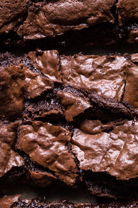 Crinkle Top Brownies | halfbakedharvest.com #brownies #recipes #chocolate Fudgy Chocolate Brownies, Best Fudgiest Brownies, Brownies With Crunchy Top, Rich Fudgy Brownies, Fry’s Cocoa Brownie Recipe, Low Carb Brownies, Half Baked Harvest Recipes, Best Brownie Recipe, Brownies Recipe Homemade