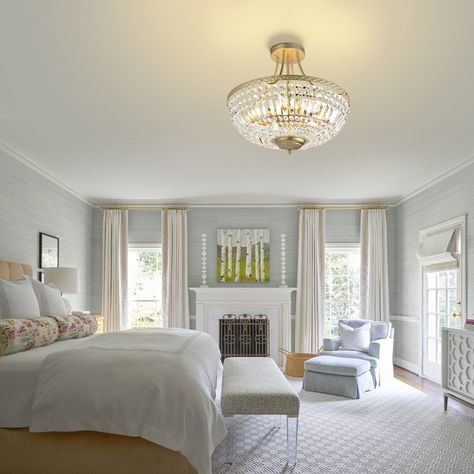 Jenkins Interiors, Bedroom Sitting, Sitting Areas, Empire Chandelier, Bedroom Fireplace, Inspire Me Home Decor, Chandelier Bedroom, Fireplace Ideas, Dreamy Bedrooms