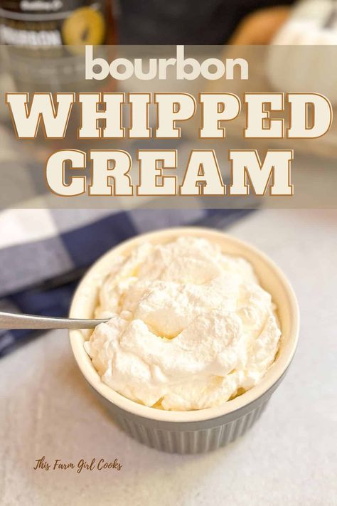 Level up your holiday desserts with the rich and indulgent flavor of bourbon whipped cream. This four ingredient recipe transforms ordinary whipped cream into a boozy delight, perfect for topping pies, cakes, and more. Bourbon Vanilla Whipped Cream, Bourbon Whipped Cream Recipe, Old Fashioned Chocolate Pie, Bourbon Whipped Cream, Apple Slab Pie, Whipped Cream Recipe, Bourbon Cream, 4 Ingredient Recipes, Recipes With Whipping Cream