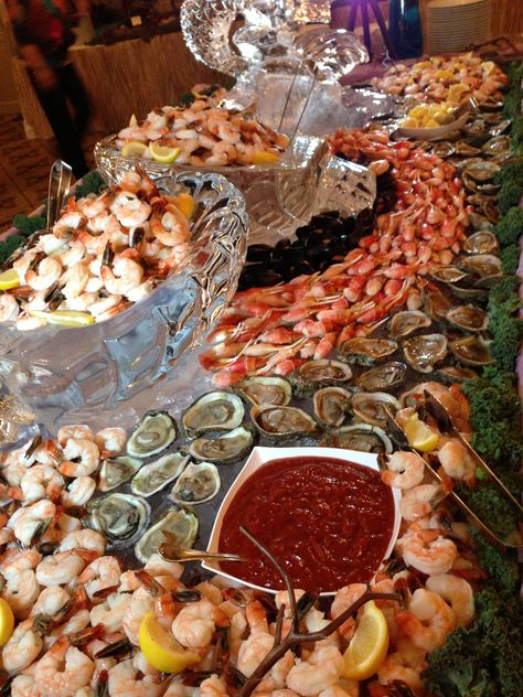 Seafood @ The Coronado Ballroom Fish Buffet Ideas, Seafood Party Food Ideas, Seafood Display Ideas, Seafood Bar Ideas, Seafood Catering Ideas, Seafood Buffet Ideas Parties, Wedding Seafood, Ideas Para Catering, Seafood Party