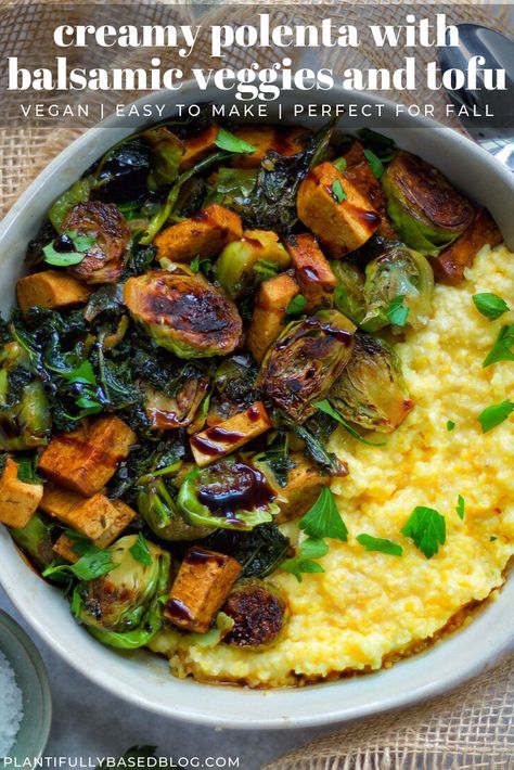 Polenta And Veggies, Wfpb Polenta Recipes, Vegan Polenta Recipes Dinners, Trader Joes Polenta Tube, Vegetarian Polenta Recipes, Healthy Polenta Recipes, Vegan Polenta Recipes, Polenta Recipes Tube, Polenta Recipes Vegetarian