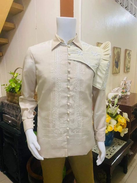 Modern Barong, Filipiniana Dress, Men's Outfits, Fashion Design Sketches, Architectural Design, Wedding Styles, Design Ideas, Outfit Ideas, Ruffle Blouse