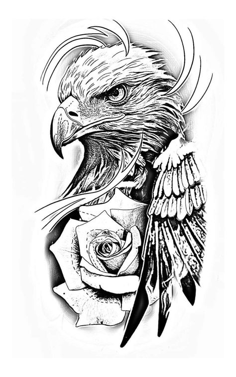 Pez Koi Tattoo, Eagle Shoulder Tattoo, Black Lotus Tattoo, Arm Tattoos Lettering, Eagle Head Tattoo, Eagle Black And White, Dragon Tattoo Ideas, Sketchy Tattoo, Magic Runes