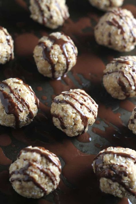 An easy no bake recipe for gluten free Energy Bites made with oats, nut butter and chia seeds Chia Balls, Gluten Free Energy Bites, Chia Energy Bites, Rolled Oats Recipe, Oat Bites, Energy Bites Healthy, No Bake Energy, Bake Healthy, No Bake Energy Bites