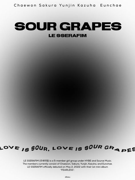 Sour Grapes Le Sserafim, Sakura Yunjin Kazuha, Yunjin Kazuha Eunchae, Sakura Yunjin, Grape Wallpaper, Chaewon Sakura, Poster Edit, Sour Grapes, Graphic Posters