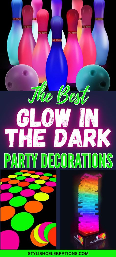 The Best Glow In The Dark Party Ideas Rainy Birthday Party Ideas, Glow Party Games For Kids, Glow In The Dark Punch, Kids Glow Party Ideas, Dark Party Theme, Adult Glow Party, Glow In The Dark Aesthetic, Glow In The Dark Party Ideas, Glow Party Games