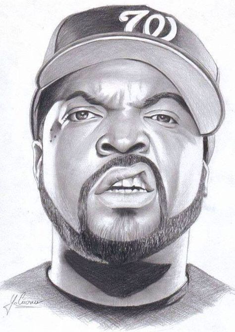 Rapper Ice Cube                                                       … Ice Cube Drawing, Tupac Art, Celebrity Artwork, Hip Hop Artwork, Rapper Art, Celebrity Drawings, Hip Hop Art, Gangsta Rap, Rap Artists