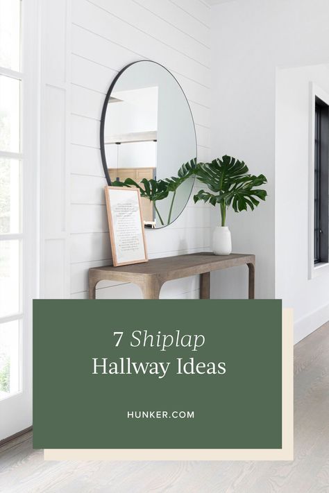 Shiplap Wall Decor Ideas Hallway, Shiplap Wall Entryway Foyers, Shiplap In Foyer Entryway, Shiplap Front Entry, Entryway With Shiplap, Entryway Ideas Shiplap, Hallway Shiplap Wall, Shiplap In Hallway, Shiplap Entryway Ideas