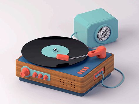 Posca Marker, Retro Gadgets, 3d Concept, Motion Design Animation, 3d Artwork, 3d Modelling, Blender 3d, Record Player, Cinema 4d