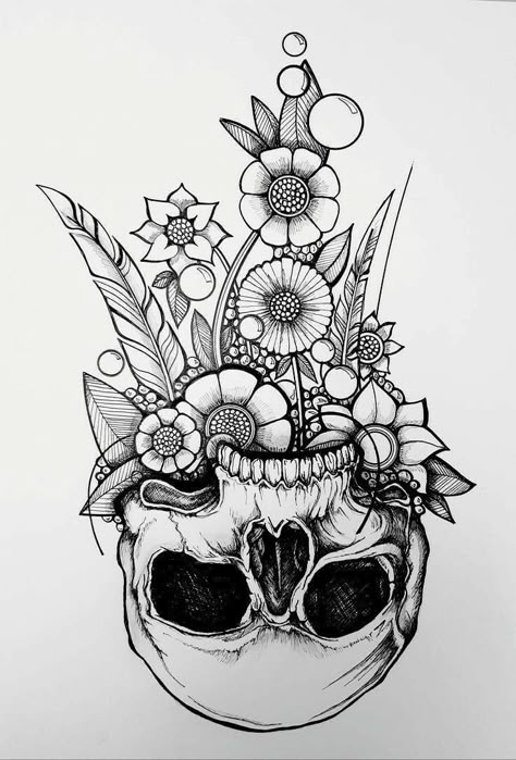 Tattoo Drawing Ideas, Spooky Tattoos, Skull Tattoo Design, Cat Air, Skull Tattoos, Ideas Creative, Tattoo Design Drawings, Tattoo Stencils, Skull Art