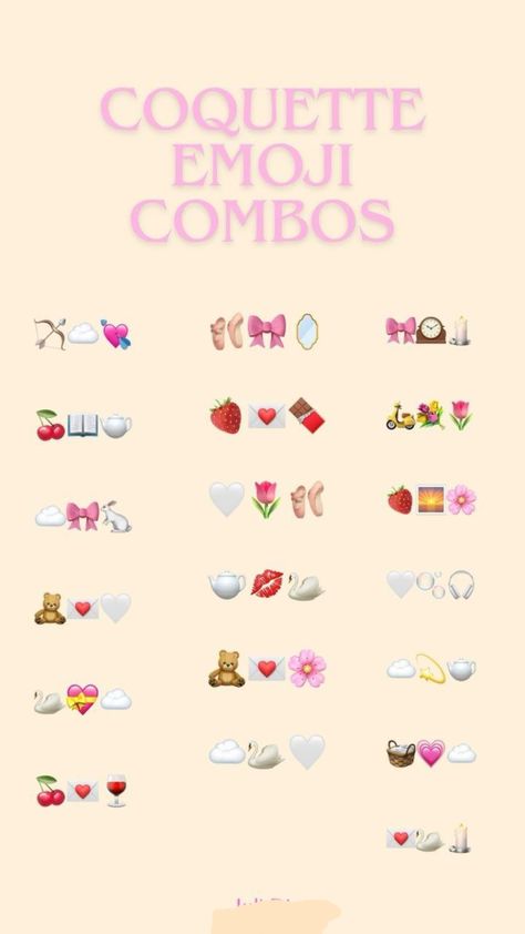 #fyp #coquette #emojis #combo Coquette Emojis Combo, Coquette Emojis, Shuffles Ideas, Tiktok Emoji, Cute Emoji Combinations, Bookstagram Posts, Emoji Combos, Cute Text Symbols, Emoji Set