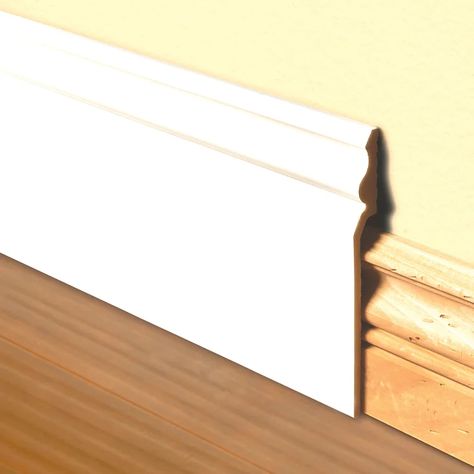 American Pro Decor 7/8 in x 7-3/4 in x 96 in Unfinished PVC Baseboard Cover Moulding 32-Lineal Feet | Wayfair Painting Baseboards, Wood Rosettes, Niche Wall, Baseboard Moulding, Molding Ceiling, Baseboard Molding, Corner Moulding, Base Moulding, Ornamental Mouldings