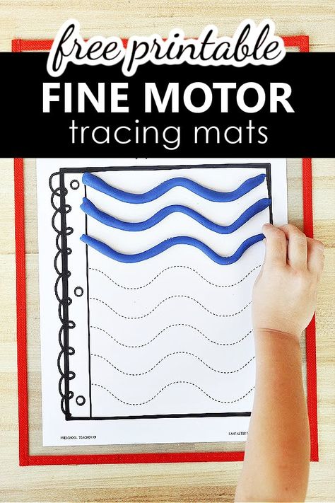 Free Printable Notebook Fine Motor Mats to use as a Play Dough and Tracing Patterning Mats Center for PreK and K for First Week of School Playdough Mats Free Printables Toddler, Printable Play Doh Mats, Playdoh Printable Mats, Alphabet Tracing Mats Free, Addition Playdough Mats, Preschool Theme Activities, Preschool Fine Motor Skills, Abc Centers, Preschool Fine Motor