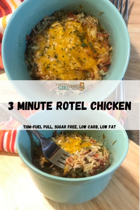 3 Minute Rotel Chicken (THM-Fuel Pull) - Country Girl Cookin Thm Fuel Pull, Rotel Chicken, Thm Fp, Bariatric Meals, Fuel Pull, Thm Dinner, Meal Ready To Eat, Trim Healthy Mama Plan, Trim Healthy Momma