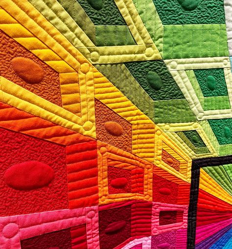 As soon as you walk into the quilt competition area at the Pacific International Quilt Festival you’ll be drawn to this explosion of color… | Instagram Textile Creation, International Quilt Festival, Photo Quilts, Long Arm Quilting Machine, The Quilt Show, Tunnel Vision, Quilt Festival, Mid Century Mod, Hand Applique