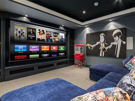 Home Theater Basement, Home Theater Ideas, Home Theater Room, Small Home Theaters, Ruang Tv, Basement Home Theater, Home Theater Room Design, Theater Room Design, Media Room Design